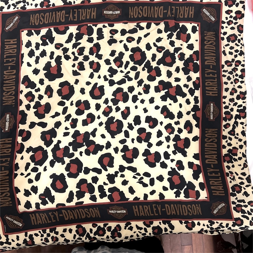 Harley Davidson motorcycle leopard print silk scarf